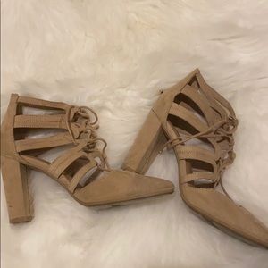Christian siriano nude strappy block heels